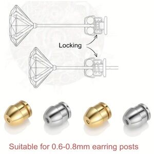 NEW🌸 2 pair Stainless Steel Hypoallergenic Locking Earring Backs